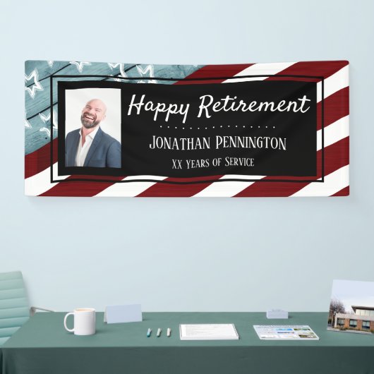 Happy Retirement Party Patriotic Foto Banner (Messe)