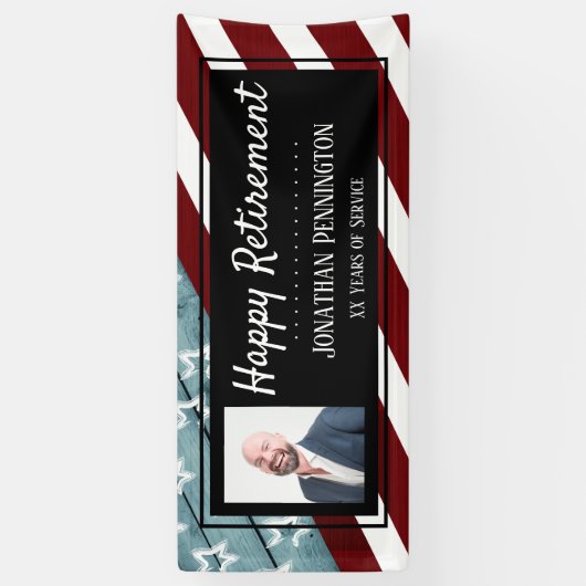 Happy Retirement Party Patriotic Foto Banner (Vertikal)
