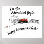 Happy Retirement Party Sign Retro Camper Adventure Poster (Vorne)