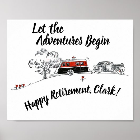 Happy Retirement Party Sign Retro Camper Adventure Poster (Vorne)