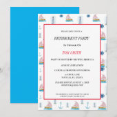 Happy Retirement Party Watercolor Nautic Einladung (Vorne/Hinten)