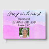 Happy Retirement Pastel Lila Wasserfarbe Custom Gästebuch (Vorderseite)