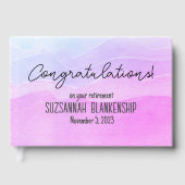 Happy Retirement Pastel Lila Wasserfarbe Custom Gästebuch (Vorderseite)