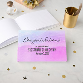 Happy Retirement Pastel Lila Wasserfarbe Custom Gästebuch