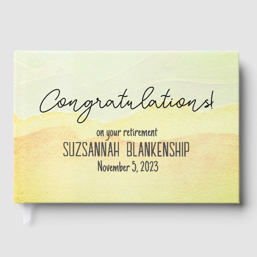 Happy Retirement Pastel Watercolor Custom Gästebuch (Vorderseite)
