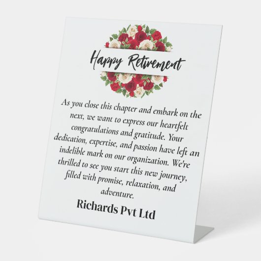 Happy Retirement Pedestal Sign Sockelschild (Vorderseite)
