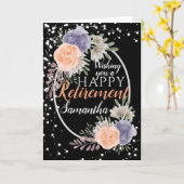 Happy Retirement Peony Rose Floral Black Card Karte (Gelbe Blume)