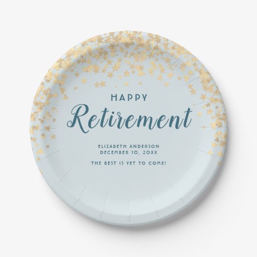 "Happy Retirement" - Personalisierte Feier Pappteller (Vorderseite)