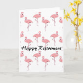 Happy Retirement Pink Flamingo Muster Karte (Gelbe Blume)