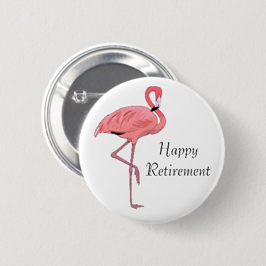 Happy Retirement Pink Flamingo Party Button (Vorne & Hinten)