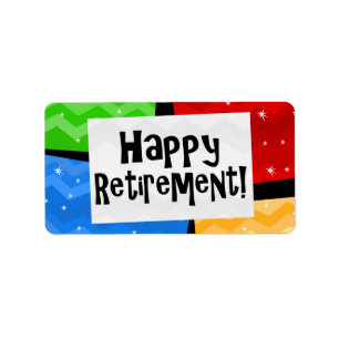 Happy Retirement, Primary Color Squares Party Adressaufkleber