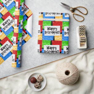 Happy Retirement, Primary Color Squares Party Geschenkpapier