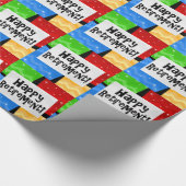 Happy Retirement, Primary Color Squares Party Geschenkpapier (Ecke)