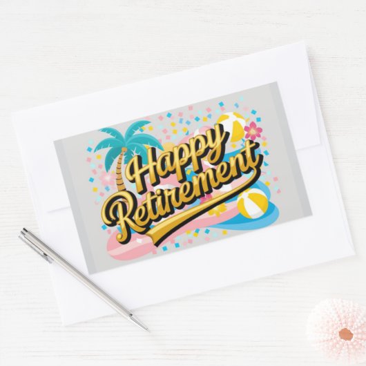 Happy Retirement Rechteckiger Aufkleber (Umschlag)