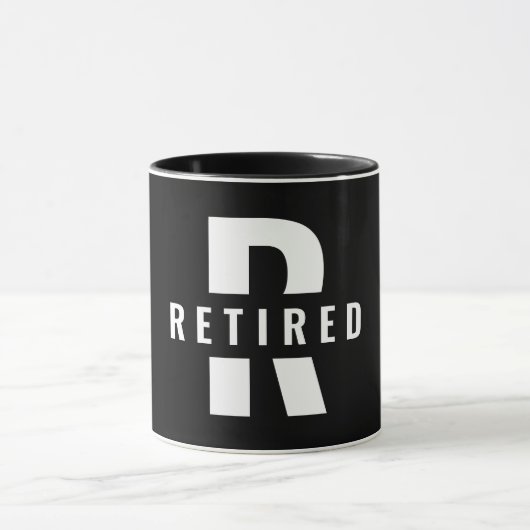 Happy Retirement Rettiring Monogram Remüde Initial Tasse (Zentrum)