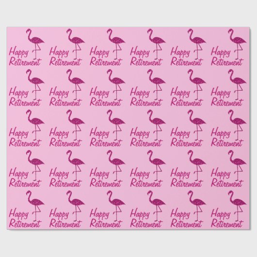 Happy Retirement rosa Flamingo Custom text Gift Geschenkpapier (Flach)
