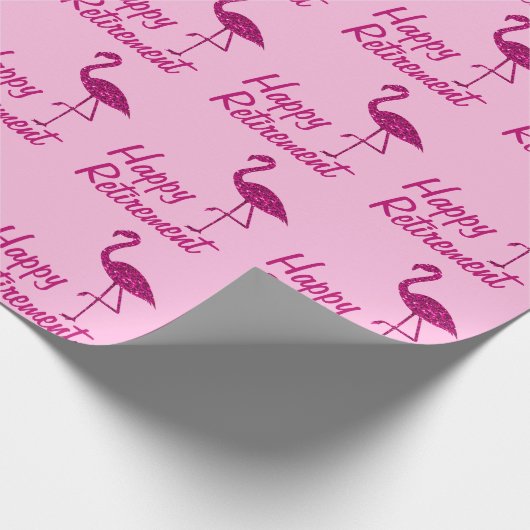 Happy Retirement rosa Flamingo Custom text Gift Geschenkpapier (Ecke)