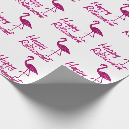 Happy Retirement rosa Flamingo Custom text Gift Geschenkpapier (Ecke)