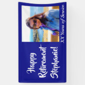 Happy Retirement Royal Blue Personalisiertes Foto Banner (Vertikal)