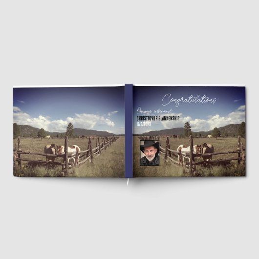 Happy Retirement Rural Scene Horses Foto Custom Gästebuch (Voll)