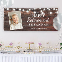 Happy Retirement Rustic Wood String Lights Foto
