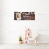 Happy Retirement Rustic Wood String Lights Foto Banner (Insitu)