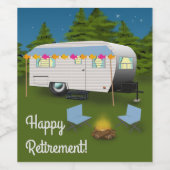 Happy Retirement! RV Camper in Holz Weinetikett (Einzelnes Label)