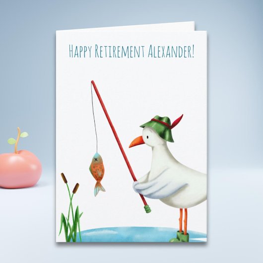 Happy Retirement Seagull Fischerei Illustriert Karte