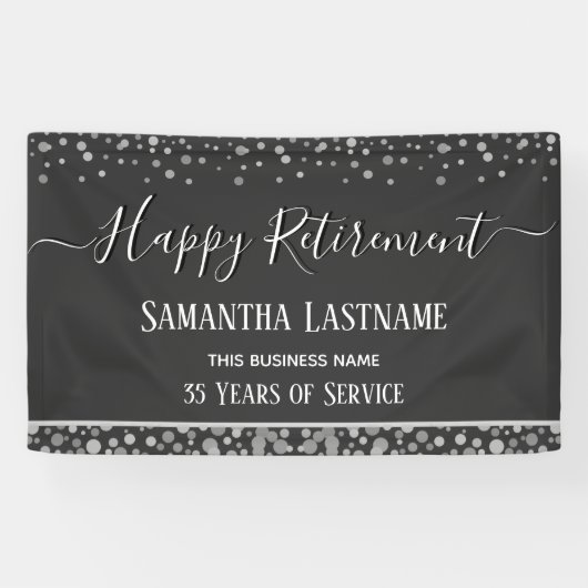 Happy Retirement Silver Confetti Banner (Horizontal)