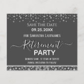 Happy Retirement Silver Confetti Save the Date (Vorderseite)