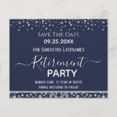 Happy Retirement Silver Confetti Save the Date (Vorderseite)