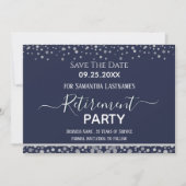 Happy Retirement Silver Confetti Save the Date Einladung (Vorderseite)