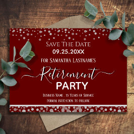 Happy Retirement Silver Confetti Save the Date Einladung