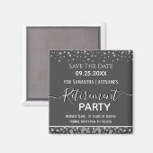Happy Retirement Silver Confetti Save the Date Magnet (Vorderseite/Rückseite)