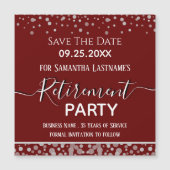Happy Retirement Silver Confetti Save the Date Magnetkarte (Vorderseite)