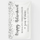 Happy Retirement Silver Confetti Skriptname Banner (Vertikal)