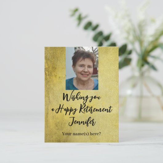 Happy Retirement Simple Gold Black Insert Foto (Stehend Vorderseite)