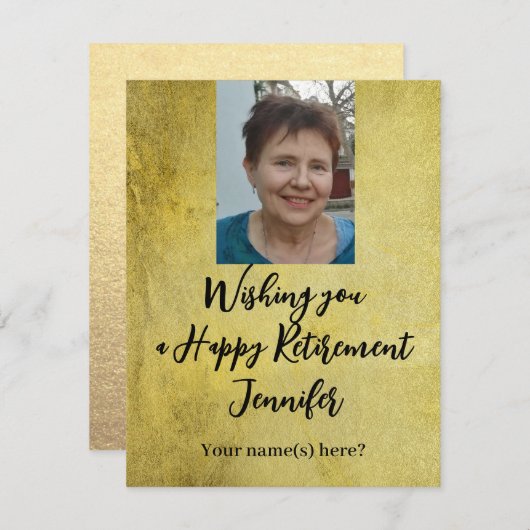 Happy Retirement Simple Gold Black Insert Foto (Vorne/Hinten)