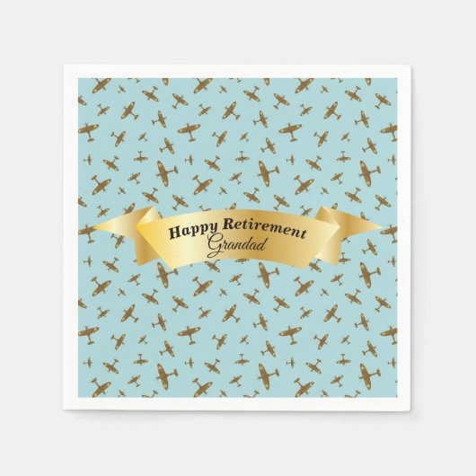 Happy Retirement Spitfire Flugzeuge Light Blue Serviette (Vorderseite)