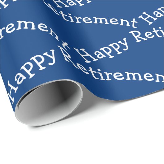 Happy Retirement Text auf blau Geschenkpapier (Rolleneckpunkt)