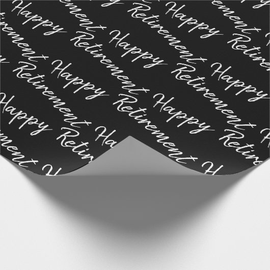 Happy Retirement Text auf schwarz Geschenkpapier (Ecke)