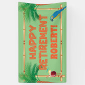 Happy Retirement Tiki Parrot Palm Tree Banner (Vertikal)