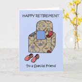 Happy Retirement to Special Friend Cartoon Karte (Gelbe Blume)