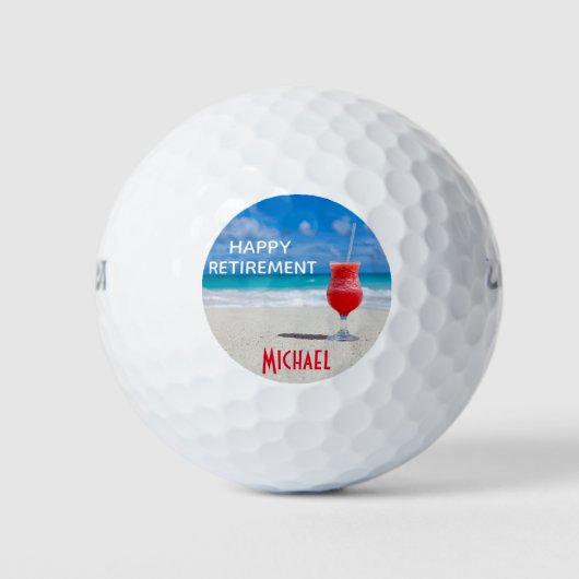 Happy Retirement Tropical Beach Individuelle Name Golfball (Vorderseite)