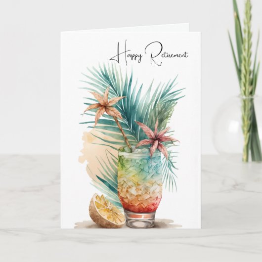 Happy Retirement Tropical Drink Karte (Vorderseite)