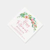 Happy Retirement Tropical Floral Pink Script Serviette (Ecke)