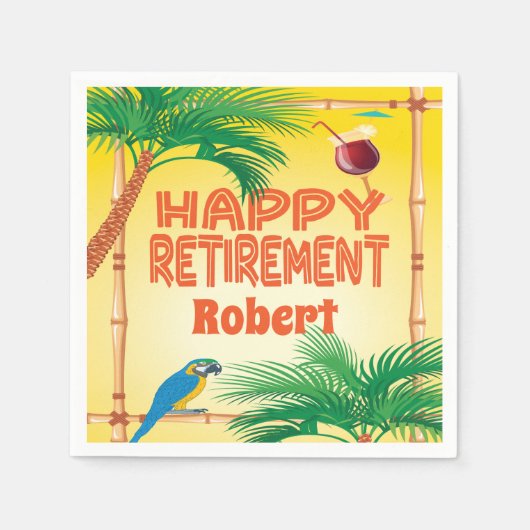 Happy Retirement Tropical tiki luau Serviette (Vorderseite)