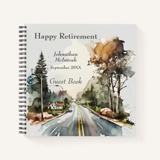Happy Retirement Watercolor Road Guest Notizblock (Vorderseite)