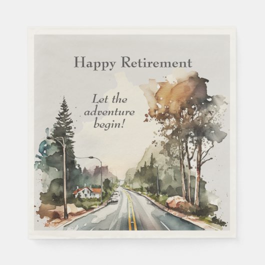 Happy Retirement Watercolor Road Serviette (Vorderseite)