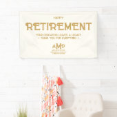 Happy Retirement White and Gold Monogram Banner (Insitu)